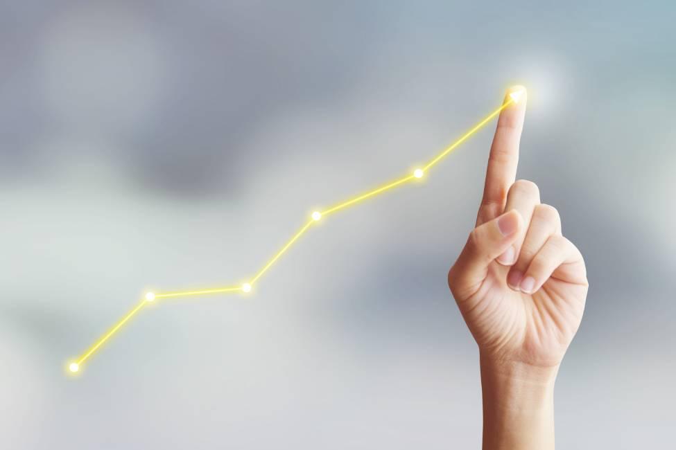hand growing graph hand growing graph